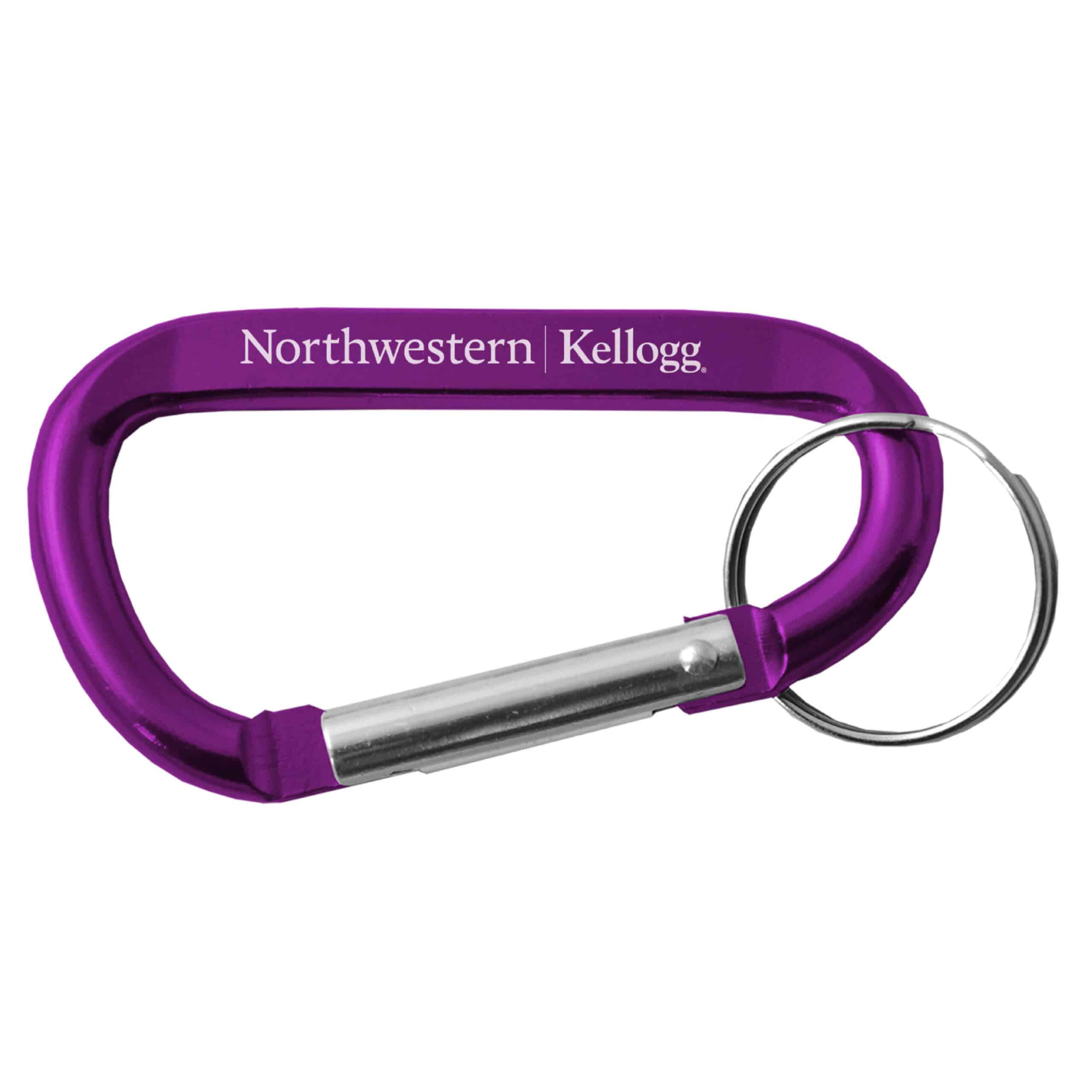 Northwestern University Wildcats Laser Engraved Purple Carabiner Key Chain with Kellogg Design
